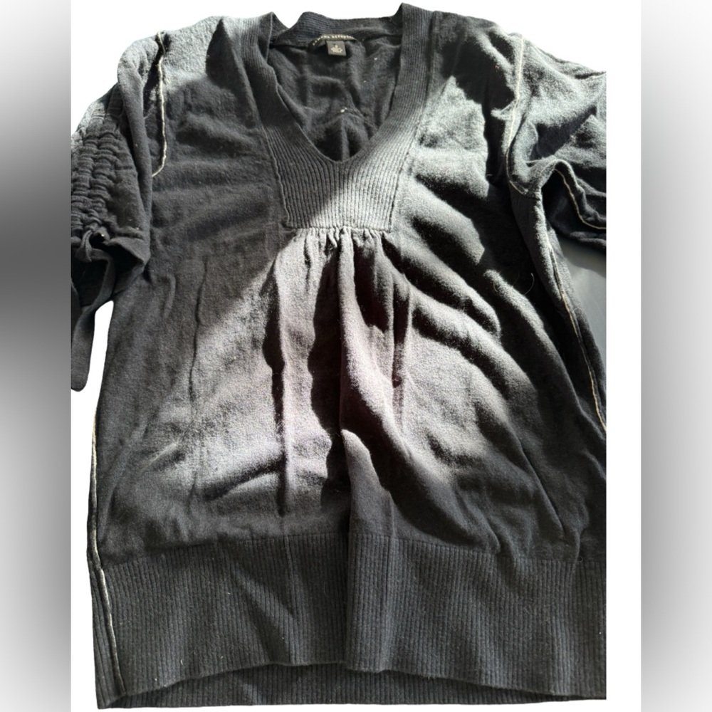 Banana Republic thin navy sweater with tied sleeves